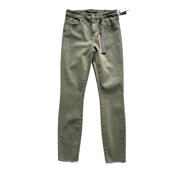 Liverpool High Rise Ankle Skinny Raw Hem Grass Fed Green Jeans Size 2/26 New - Picture 4 of 12
